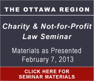 Ottawa Region Charity & Not-for-Profit Law Seminar